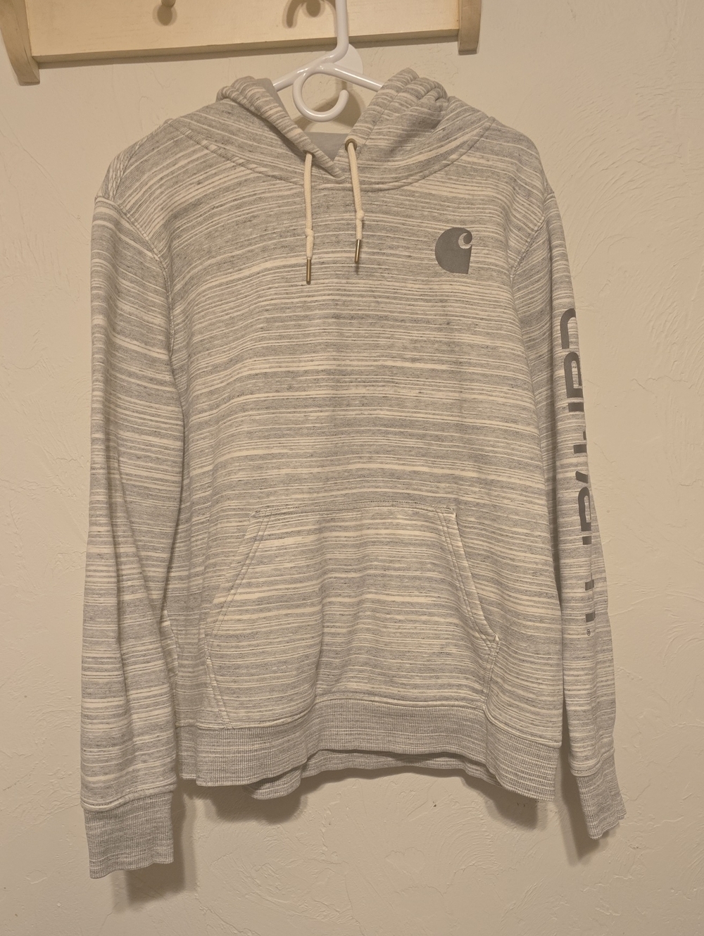 Carhartt Women's Light Gray Striped Pullover Hoodie